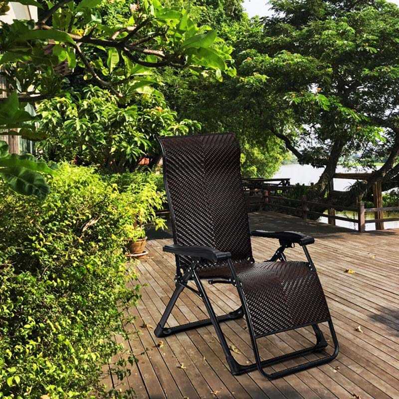 Patio Rattan Zero Gravity Lounge Chair