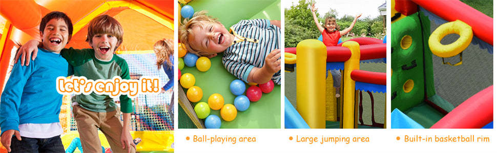 Multicolor Mighty Inflatable Bounce House Castle Jumper Moonwalk with 735W Blower