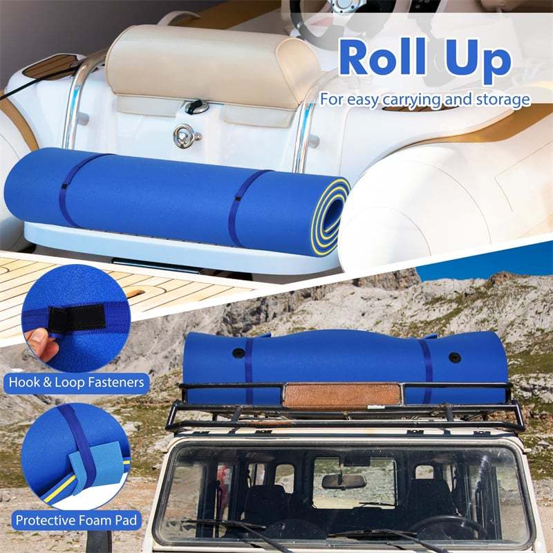 9' x 6' Floating Water Pad, 3 Layer Tear-Resistant XPE Floating Foam Mat with Rolling Pillow, Lily Pad for Lake Pool Beach Water Recreation