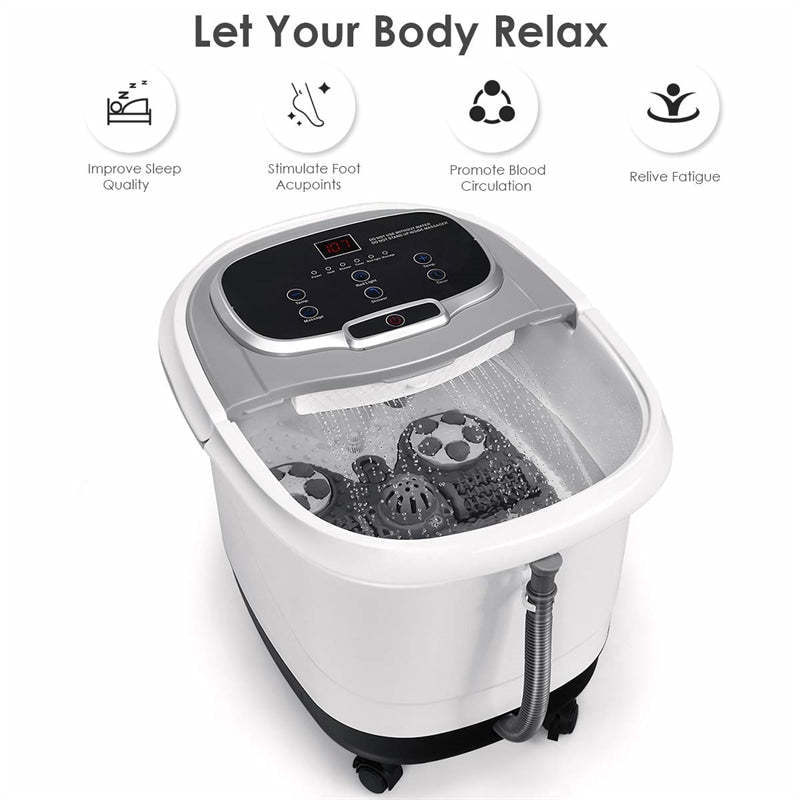 Foot Spa Bath Massager with Heat, Portable Pedicure Foot Spa Tub w/ Motorized Rollers, Shiatsu Massage, Temp Control, Adjustable Shower for Home