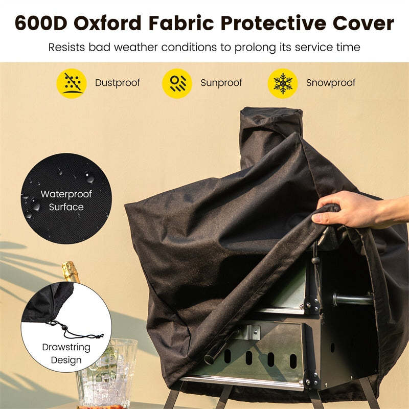 Wood Fired Pizza Oven 2-Layer Outdoor Pizza Maker Oven with Pizza Stone, Pizza Peel & Removable Cooking Rack