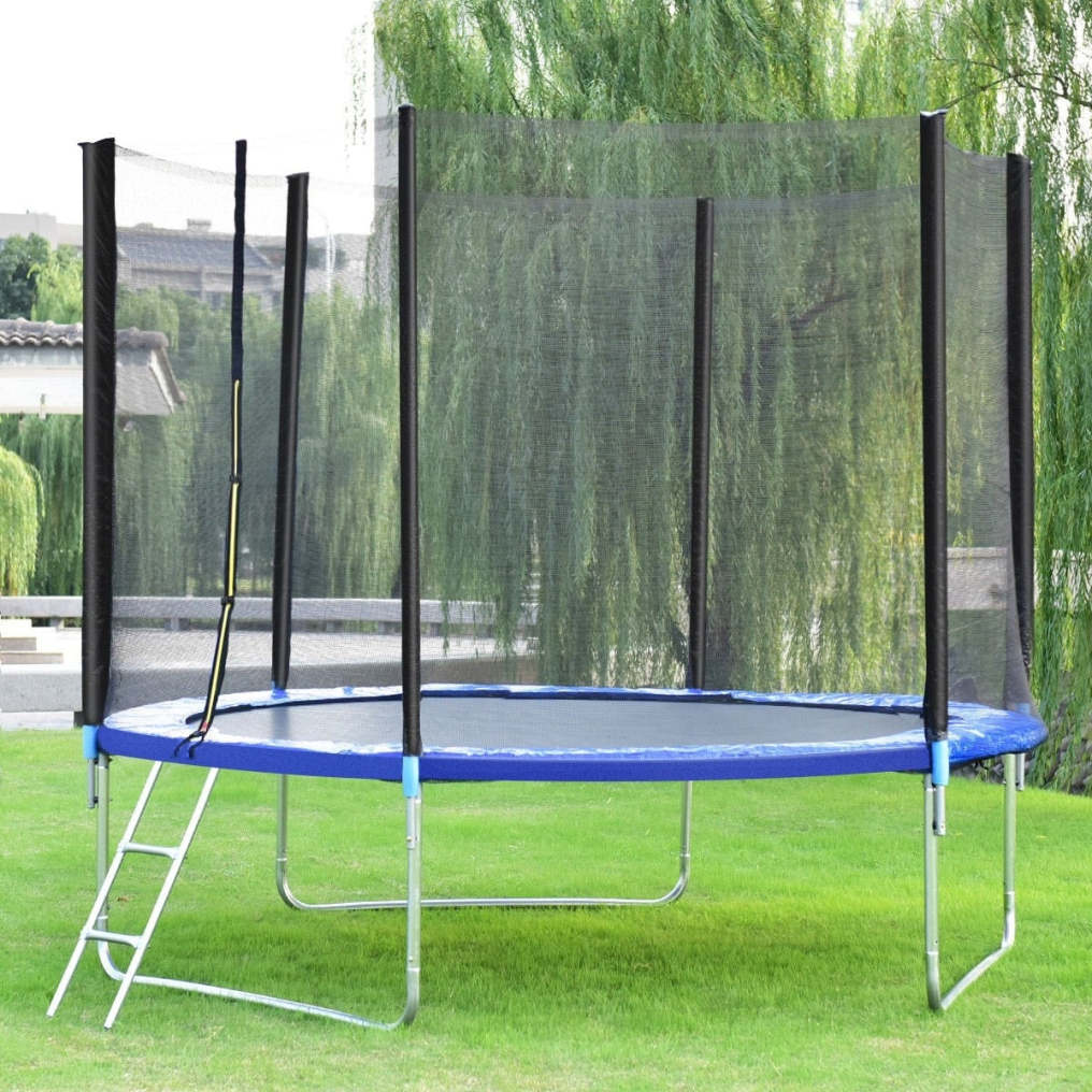 10ft 3 Legs Trampoline Combo Bounce Jump with Spring Pad and Enclosure Net