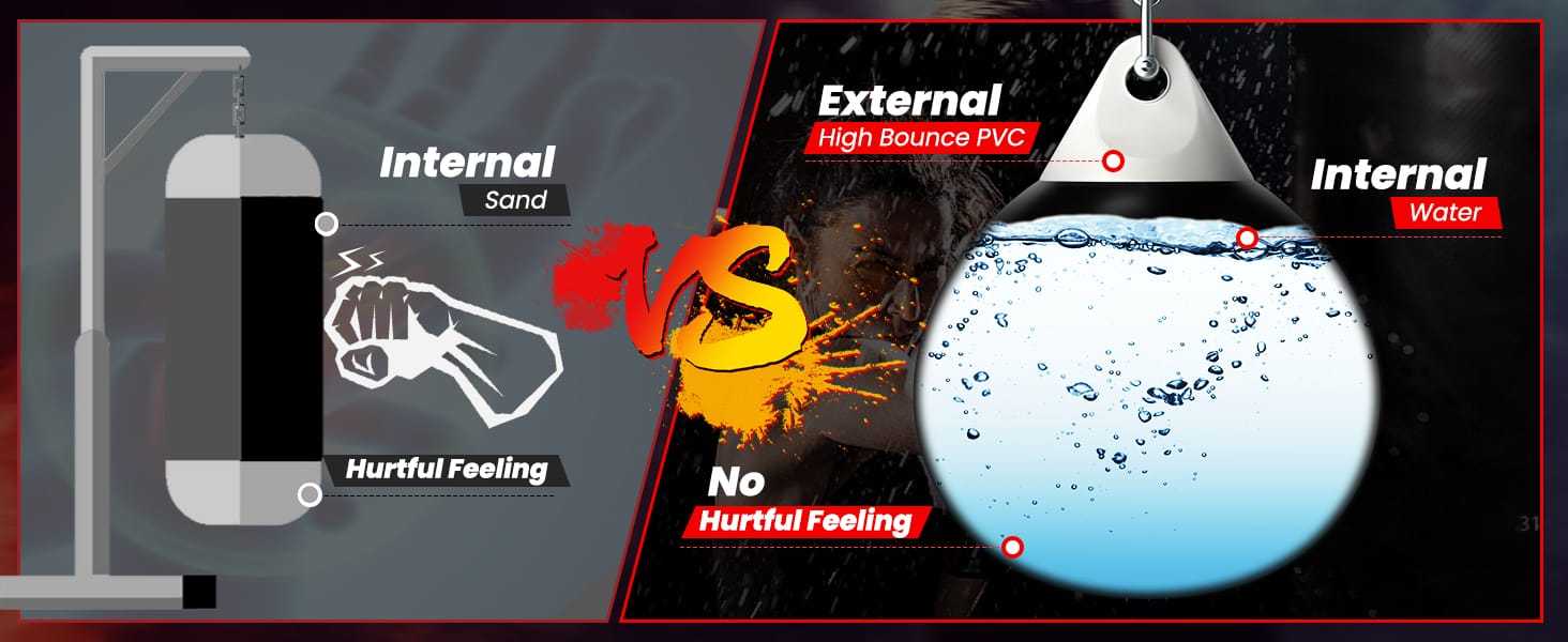 18" Water Aqua Punching Bag, 110Lbs Heavy Bag with Adjustable Metal Chain & Water Injection Hose, Boxing Training Bag for Adults Fitness, MMA