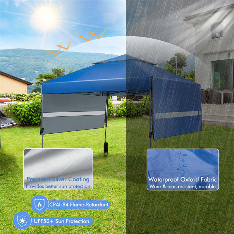 10'x17.6' Pop-up Canopy Tent with Adjustable Dual Awnings & Wheeled Bag, 2-Tier Outdoor Instant Canopy Tent, Easy Setup for Patio Market Picnic