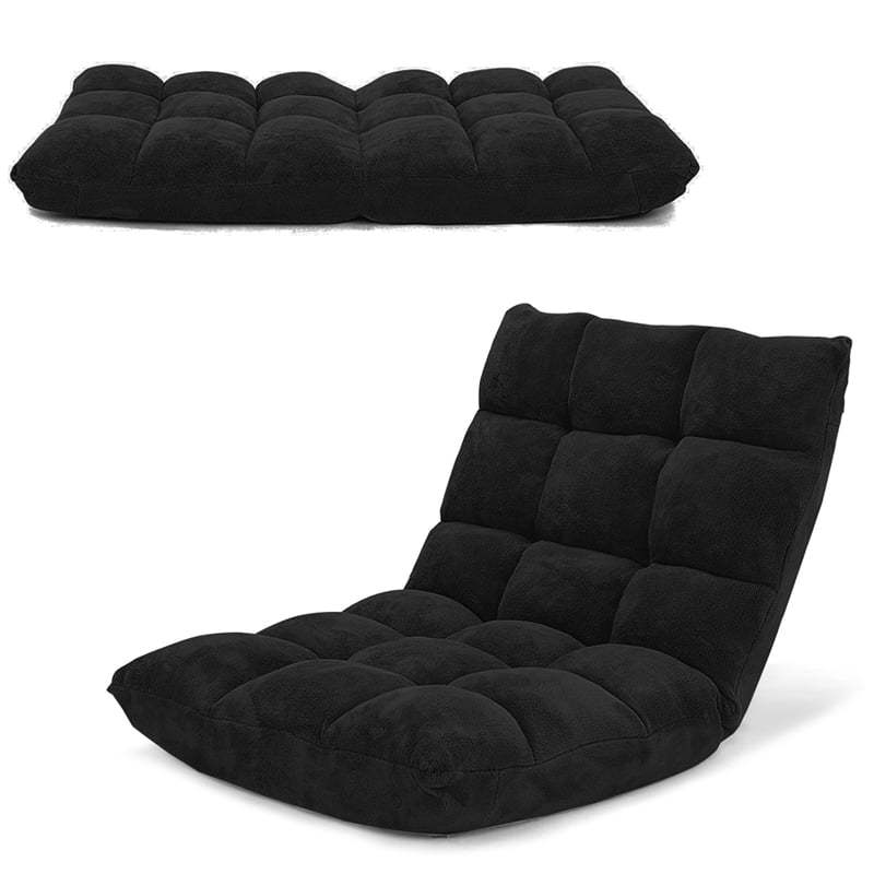 14-Position Adjustable Floor Chair, Folding Sofa Chair with Back Support, Floor Gaming Recliner for Living Room, Meditation, Reading