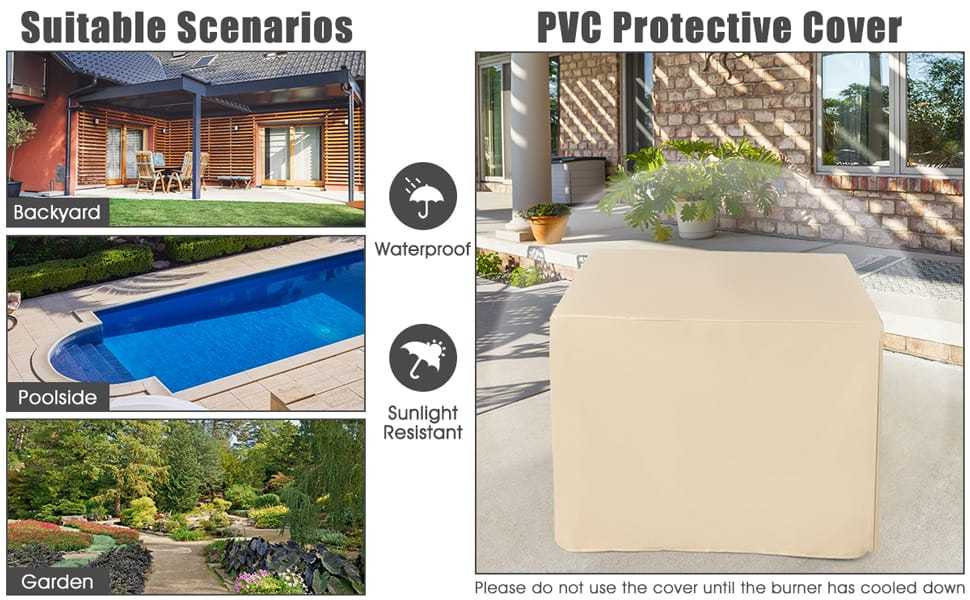 30" Square Propane Fire Pit Table 50,000 BTU Outdoor Gas Fire Pit Table with Waterproof PVC Cover, Lava Rocks, CSA Certification, Steel Frame