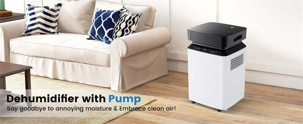 70 Pints Dehumidifier for Basement Home, 4,500 Sq.Ft Energy Efficient Dehumidifier with Pump, Drain Hose, 4 Wheels & 2.2 Gal Water Tank