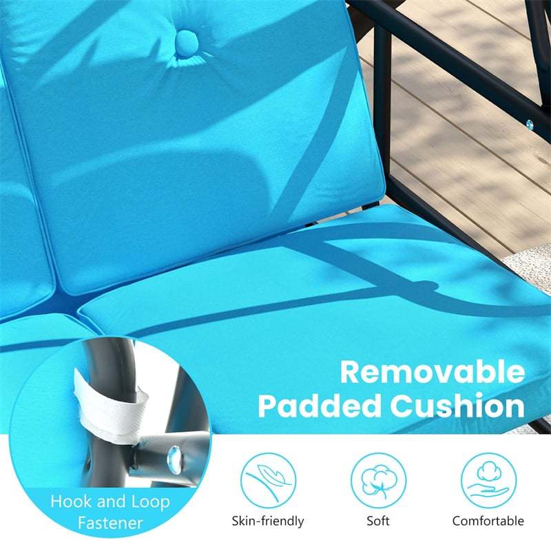 2-in-1 Convertible Patio Swing with Adjustable Canopy & Removable Cushions, Steel Frame 3-Person Outdoor Swing Bed for Deck/Backyard/Garden