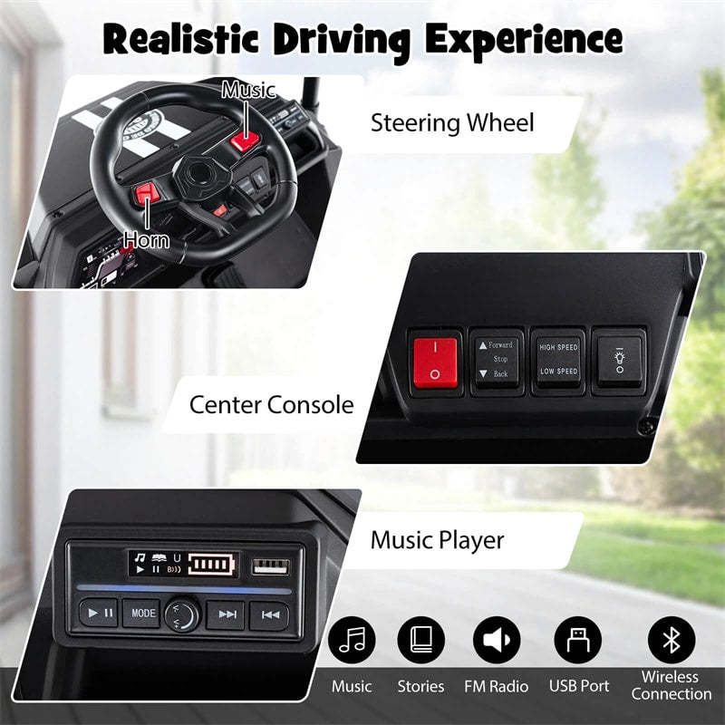 24V Kids Golf Cart, 4WD 2-Seater Electric Ride-On Car with Sun Shade, Storage Trunk, Remote Control & LED Lights for Boys & Girls Ages 3+