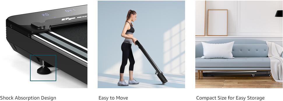 Under Desk Treadmill Electric Walking Pad Treadmill with Touchable LED Display & Remote Control for Home Office