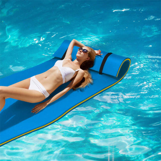 Floating Water Pad, 3-Layer Tear Resistant XPE Foam Water Mat 87" x 36" Foam Pool Float with Rolling Pillow Design for Lake Water Activities