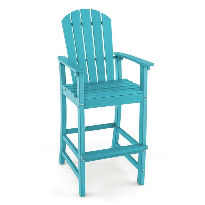 Outdoor HDPE Bar Stool, All-Weather 30" Tall Adirondack Chair with Armrests & Footrest, Bar Height Patio Chairs for Garden Deck Balcony