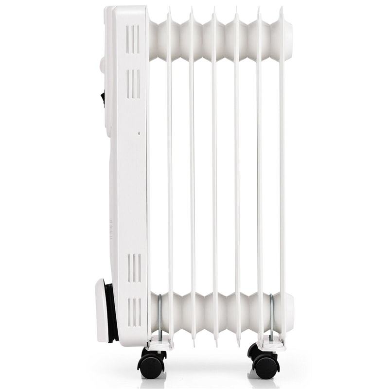 1500W Portable Oil Filled Electric Radiator Heater with 3 Heating Modes Universal Wheels