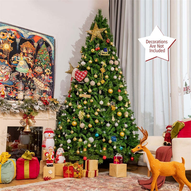9ft Pre-Lit Hinged Artificial Christmas Tree with 2264 PVC Branch Tips 850 LED Lights
