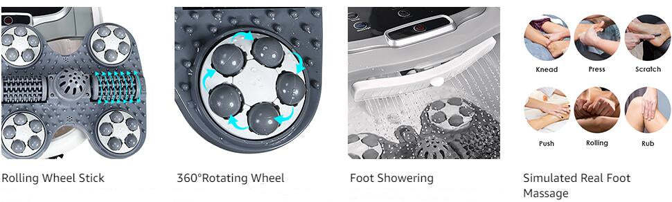 Portable Foot Spa Bath Motorized Massager with Heat Function Water Shower Shiatsu Massage Balls Time & Temper Control