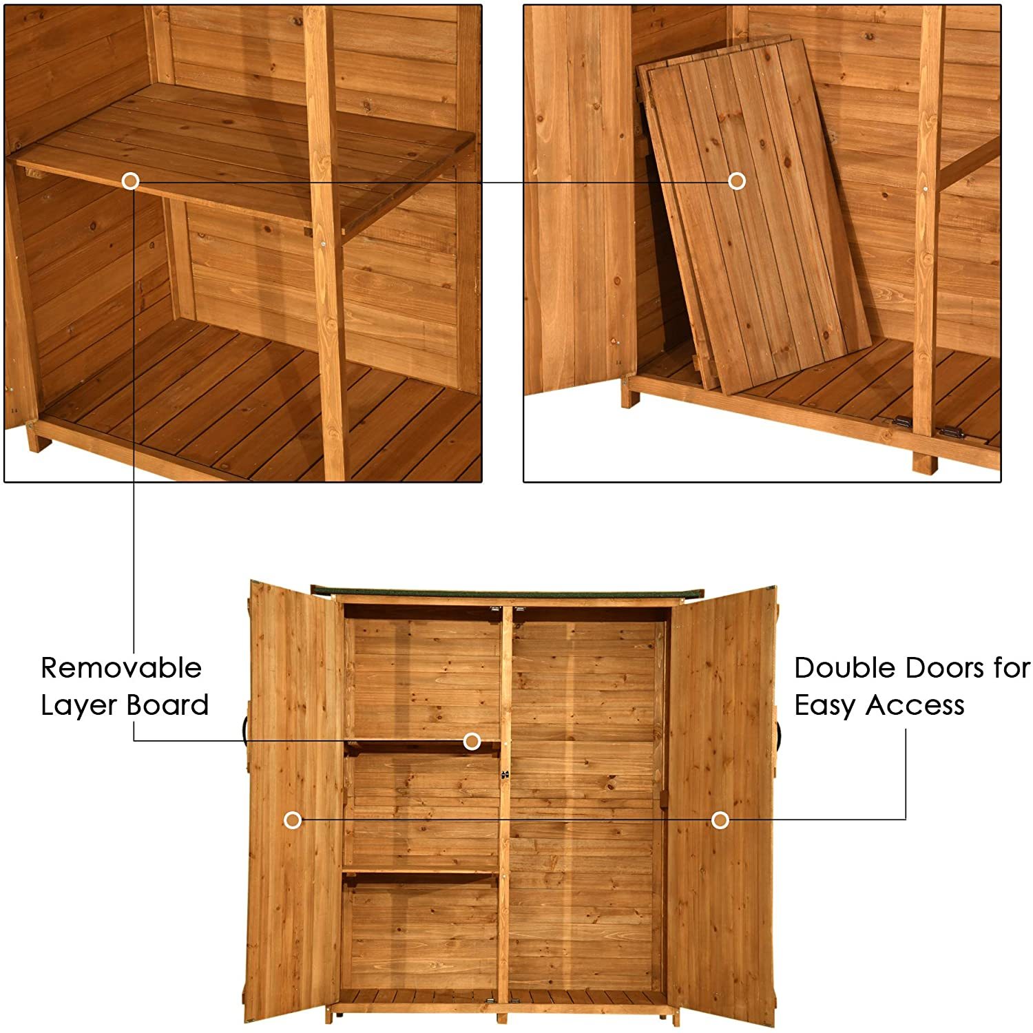 Outdoor Storage Shed Garden Utility Tools Organizer with Lockable Doors