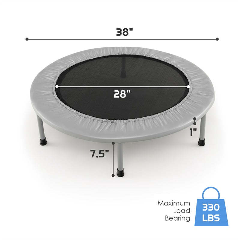 38" Mini Folding Trampoline, Foldable Fitness Rebounder for Adults & Kids, Indoor/Outdoor Exercise, Max Load 330lbs, Portable Workout Trampoline