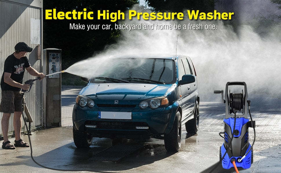 3000PSI Electric High Pressure Washer 2000W 2 GPM Portable Power Washer Home Patio Deck Cleaner with Nozzles