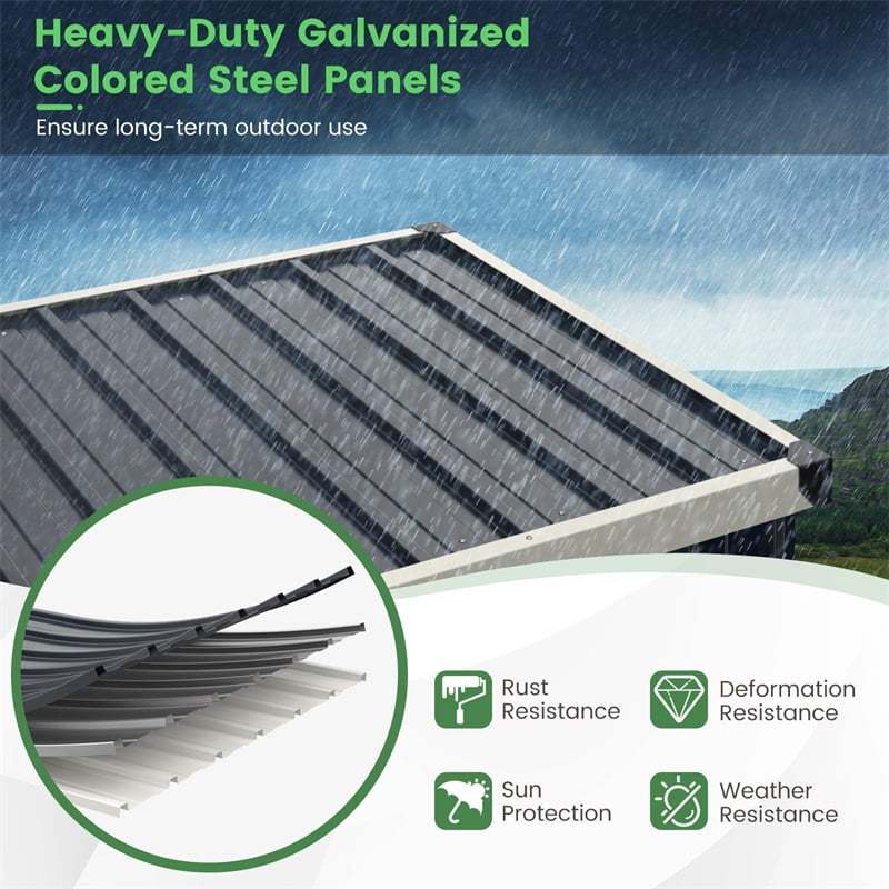 4 x 3FT Metal Outdoor Storage Shed All-Weather Color Steel Utility Storage House Bike Tool Shed with Lockable Door, Snap-on Structures for Efficient Assembly