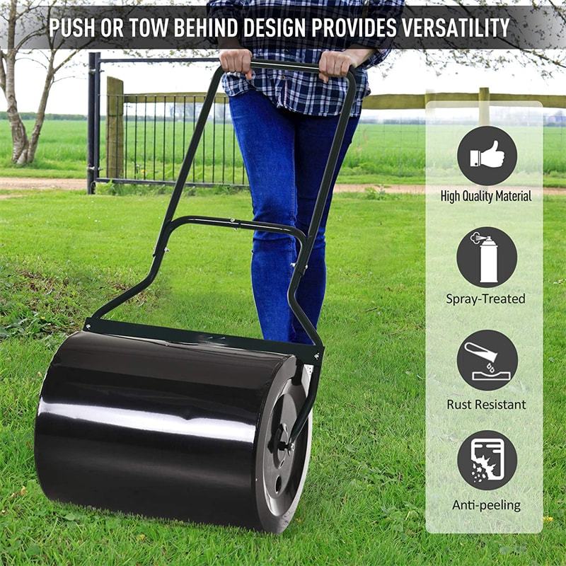 20 Inch Heavy Duty Push Tow-Behind Lawn Roller Filled With Water Sand