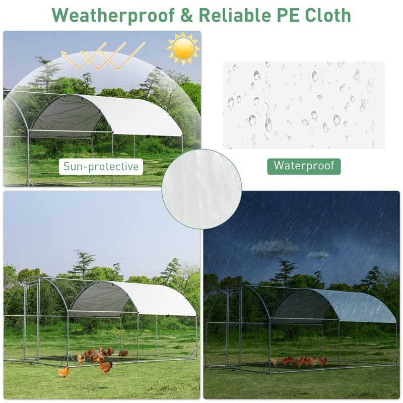 12.5ft Large Metal Chicken Coop, Galvanized Walk-in Poultry Cage with All-Weather PE Cover, Outdoor Rabbit Hutch & Hen Run House for Backyard Farm Use