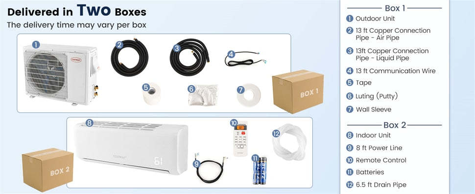 24000 BTU Mini Split Air Conditioner Energy Star w/ Heat Pump & Remote, 21 SEER2 208-230V Inverter AC Unit Works w/ Alexa, Google for Rooms 1500Sq.Ft