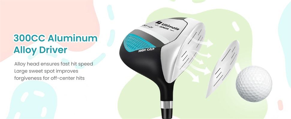 7 Pieces Junior Golf Club Set for Kids Ages 11-13 Right Hand, Children Golf Complete Set with #1 Driver, Head Cover & Stand Bag with Rain Hood