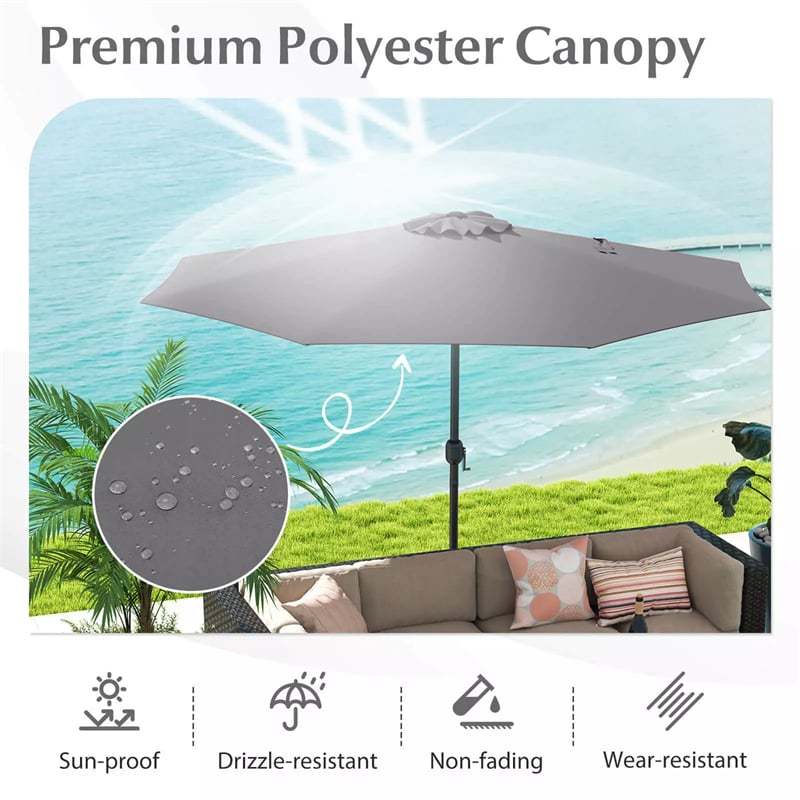 12FT Outdoor Patio Umbrella, 8-Rib Market Umbrella with Crank Handle & Vented Canopy, Sun-Protective Waterproof for Deck, Poolside, Garden