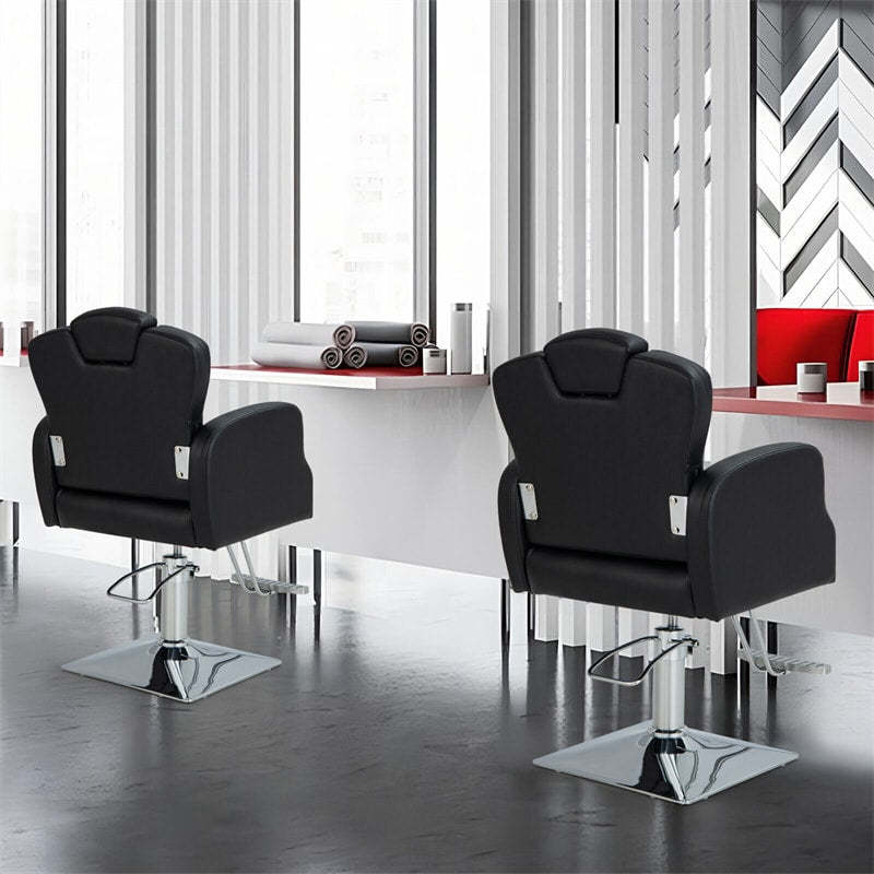 Heavy-Duty Hydraulic Barber Chair with 360° Locking Swivel, Adjustable Headrest & Height, 330LBS Capacity PU Leather Salon Chair for Beauty Salon/Spa