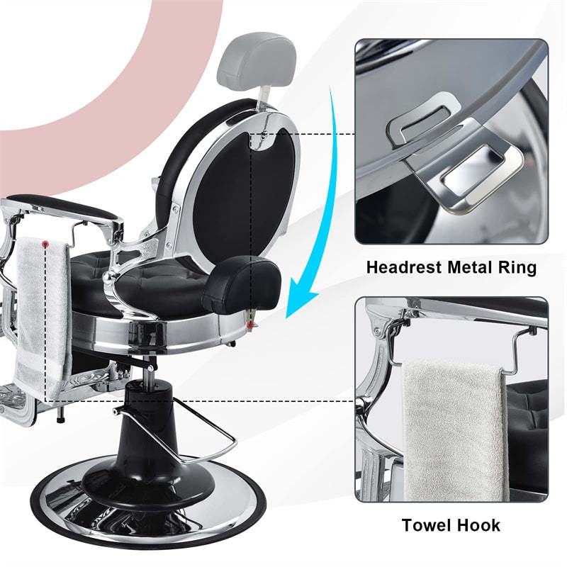 Vintage Barber Chair 360° Swivel Reclining Hair Salon Chair Height Adjustable Hairdressing Chair Styling Chair