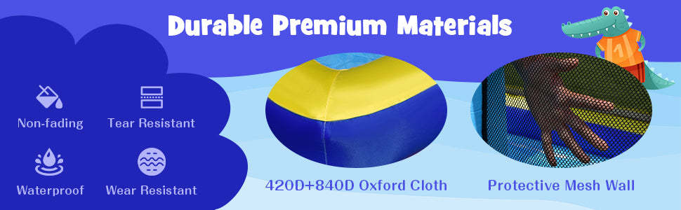 Giant Soccer Themed Inflatable Water Slide 7-in-1 Long Slide Water Park without Blower