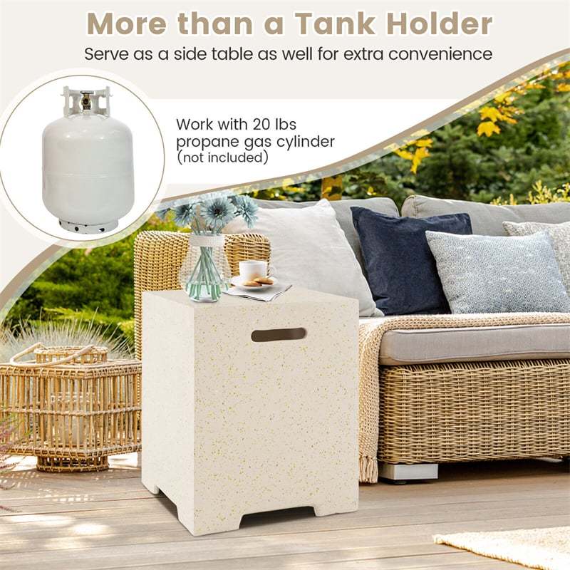 2-Piece Outdoor Propane Fire Pit Set 50,000 BTU 42" Terrazzo Fire Pit Table with Hideaway Tank Cover Table, 2 Waterproof Covers, CSA Certified