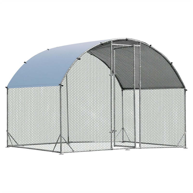 9.2ft Metal Chicken Coop, Galvanized Walk-in Poultry Cage with All-Weather Cover, Dome Shaped Chicken Run House Rabbits Habitat for Outdoor Farm Use