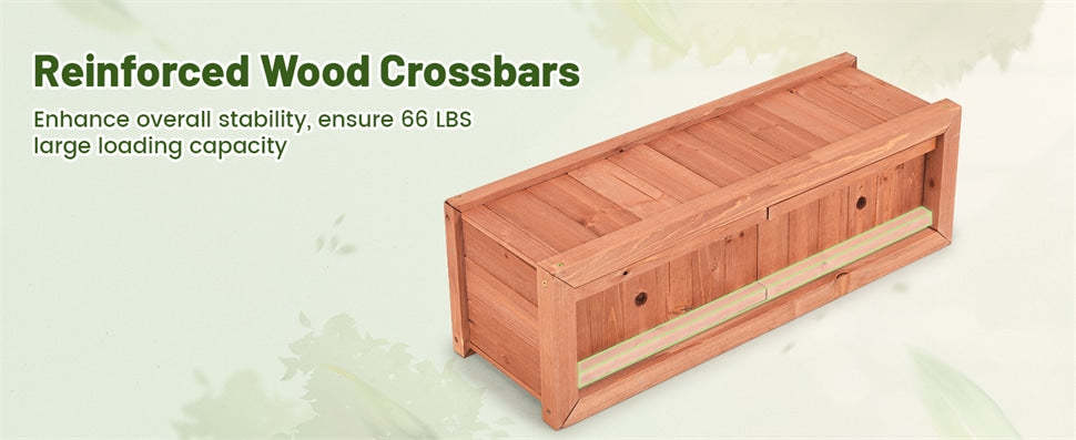 40" Wooden Raised Garden Bed, Outdoor Rectangle Planter Box with Drainage Holes for Flowers, Vegetables & Fruits, Backyard Patio Wood Planter
