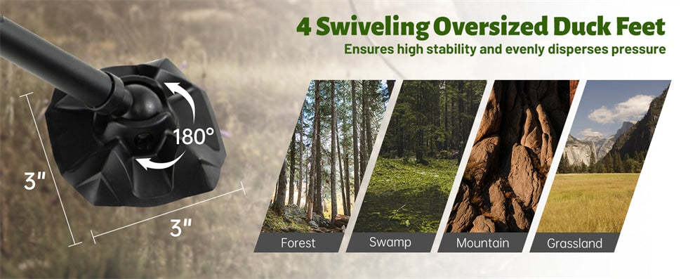 360° Swivel Hunting Chair Folding Ground Blind Chair Hunting Seat with All-Terrain Duck Feet & Padded Cushion