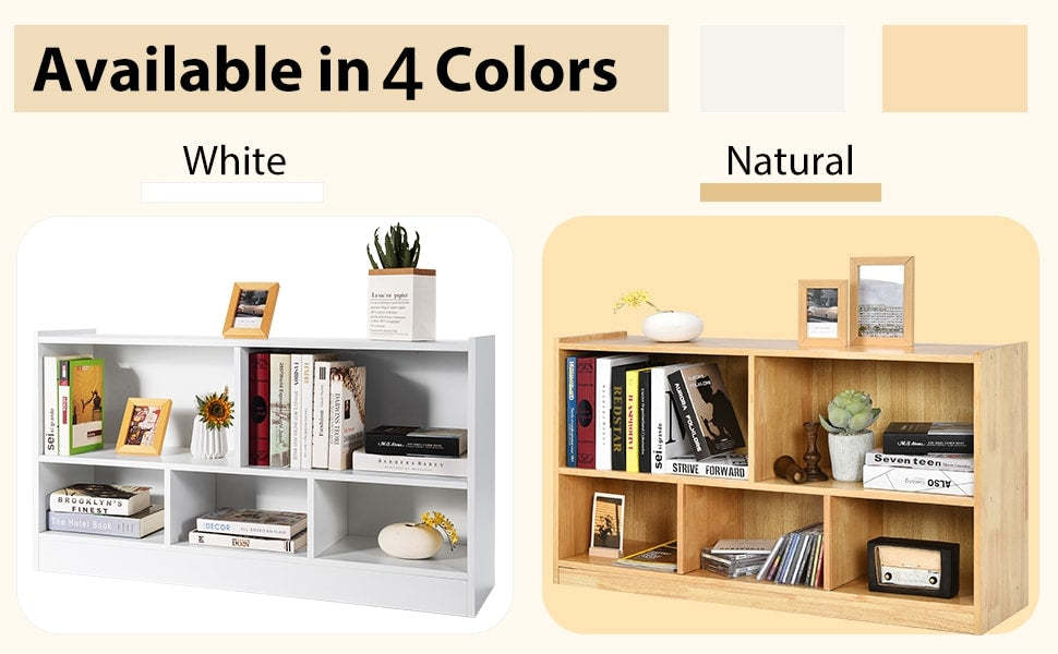 Wood Storage Cube Bookcase 2 Tier 5-Cube Open Shelf Storage Cabinet Multipurpose Bookshelf for Kids Playroom