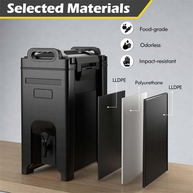 5 Gallon Insulated Beverage Dispenser/Server Food-grade Hot & Cold Drink Carrier with Handles & Spring Action Faucet