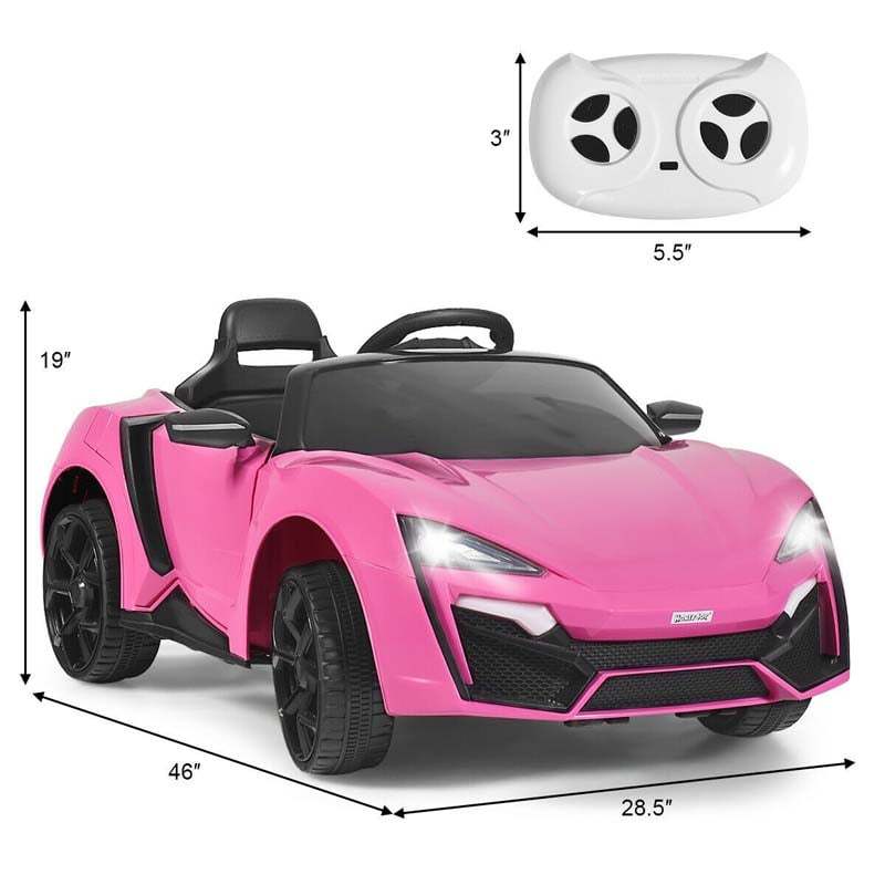 Kids Ride On Sports Car, 12V Battery Powered Electric Vehicle with Remote Control & LED Lights for Boys & Girls