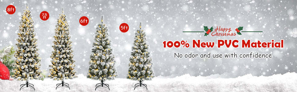 5ft Pre-lit Snow Flocked Christmas Tree with LED Lights and Remote Controller