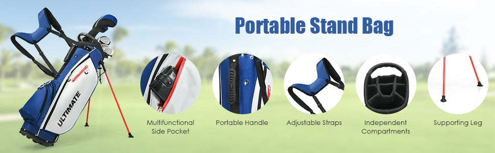 10 Pieces Men's Complete Golf Clubs Set Right Hand Golf Club Package Set Includes Alloy Driver & Stand Bag