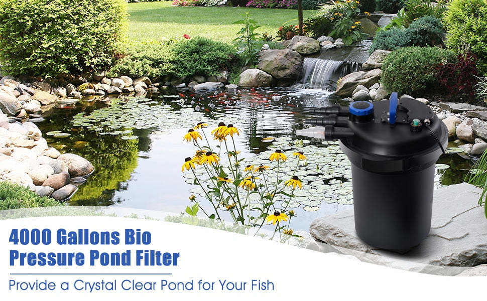 4000 Gallons Pond Pressure Bio Filter with 13W UV Sterilizer Light