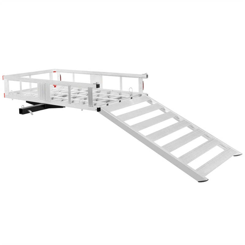 500LBS Aluminum Hitch Cargo Carrier with Ramp & High Side Rails, Mobility Scooter & Wheelchair Carrier for Truck SUV RV, Fits Class III/IV 2" Receiver