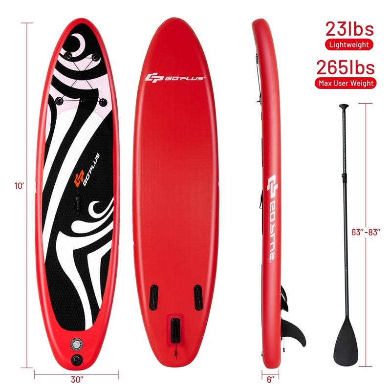 10' Inflatable Surfboard SUP with Adjustable Paddle Fin
