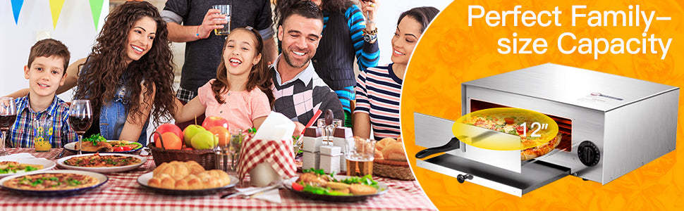 Stainless Steel Pizza Bake Oven Kitchen Commercial Countertop Pizza Maker with Handle & Removable Pizza Tray