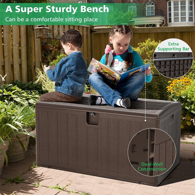 105 Gallon Outdoor Storage Deck Box All Weather Resin Lockable Storage Container