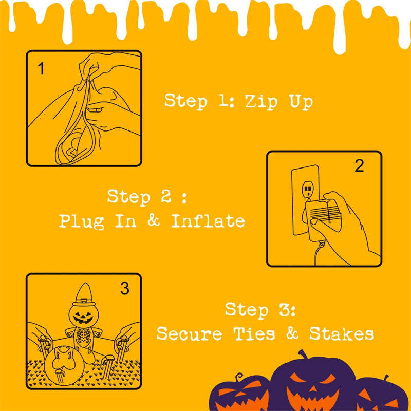 4 Ft Halloween Inflatable LED Pumpkin with Witch Hat Smiling Face