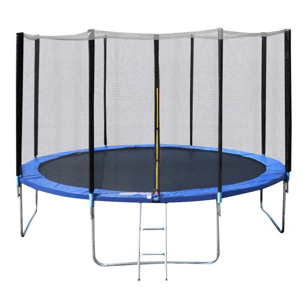 14 ft 4 Legs Combo Bounce Jump Trampoline with Spring Pad Ladder and Enclosure Net