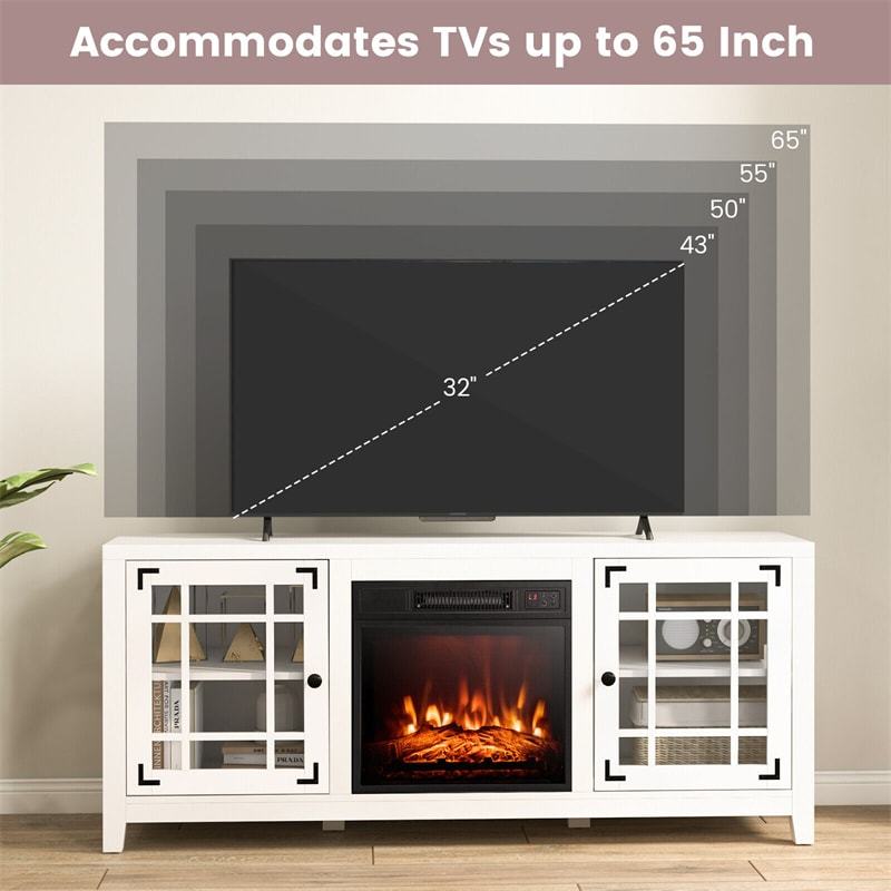 58" Electric Fireplace TV Stand for TVs up to 65", Entertainment Center with 1400W Fireplace, Remote Control, Thermostat & Adjustable Shelves