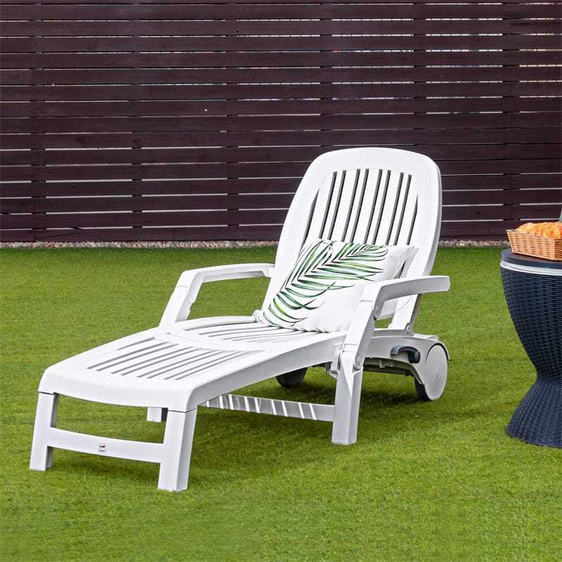 2PCS Folding Outdoor Chaise Lounge Chairs, All-Weather Patio Sun Loungers with 6-Position Adjustable Backrest & Wheels for Poolside, Garden, Beach