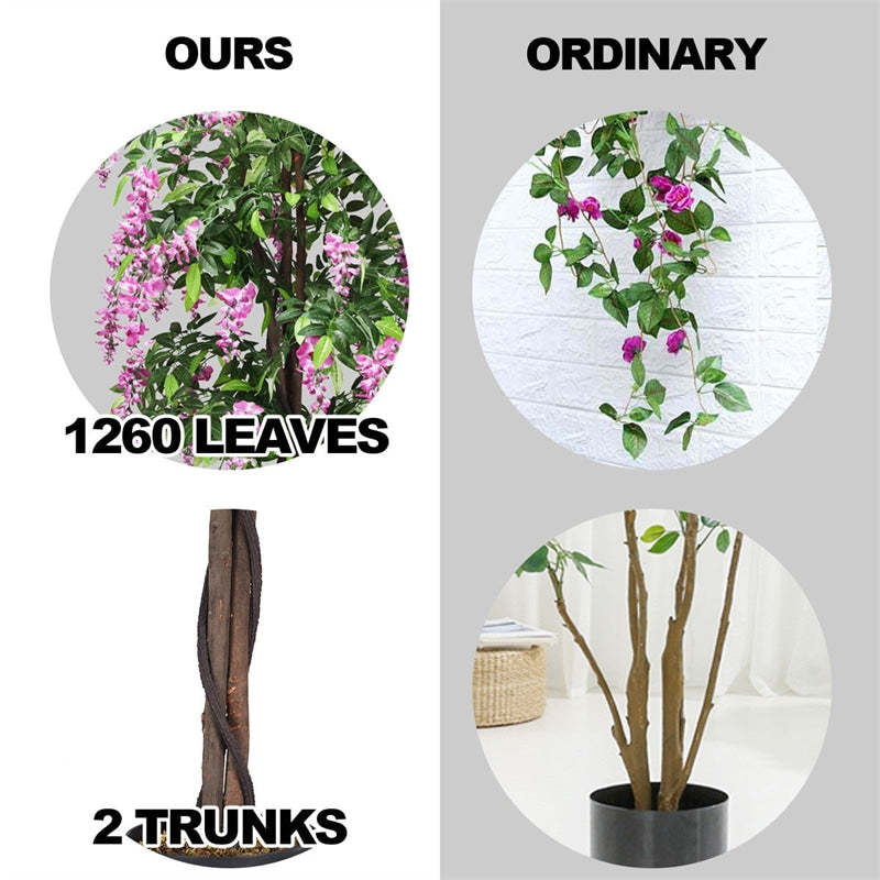 6 FT Ficus Artificial Tree Artificial Plants Wisteria Tree for Indoor Outdoor Office Living Room Décor